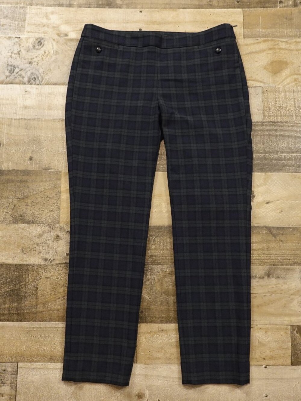 Banana‎ Republic Sloan Tartan Ankle Pants Women's Size 8 Navy Plaid Stretch